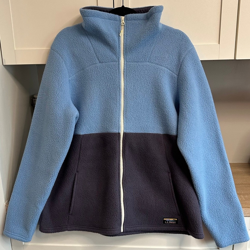 L.L. Bean Two-Tone Light Blue and Navy Fleece Jacket